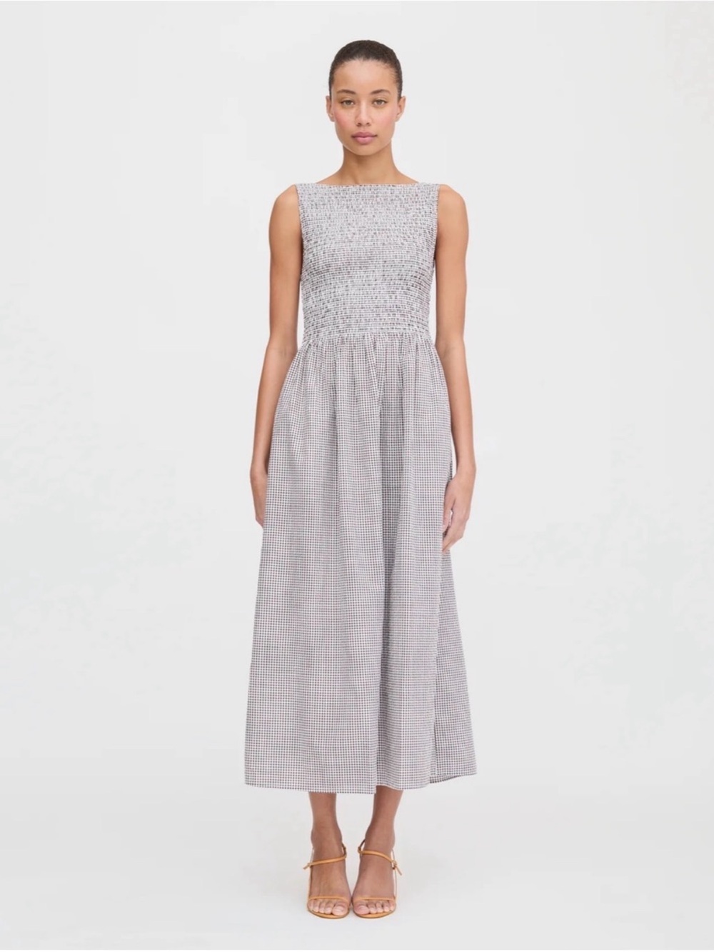 Hill House Cosima Nap Dress Brown Gingham Size M